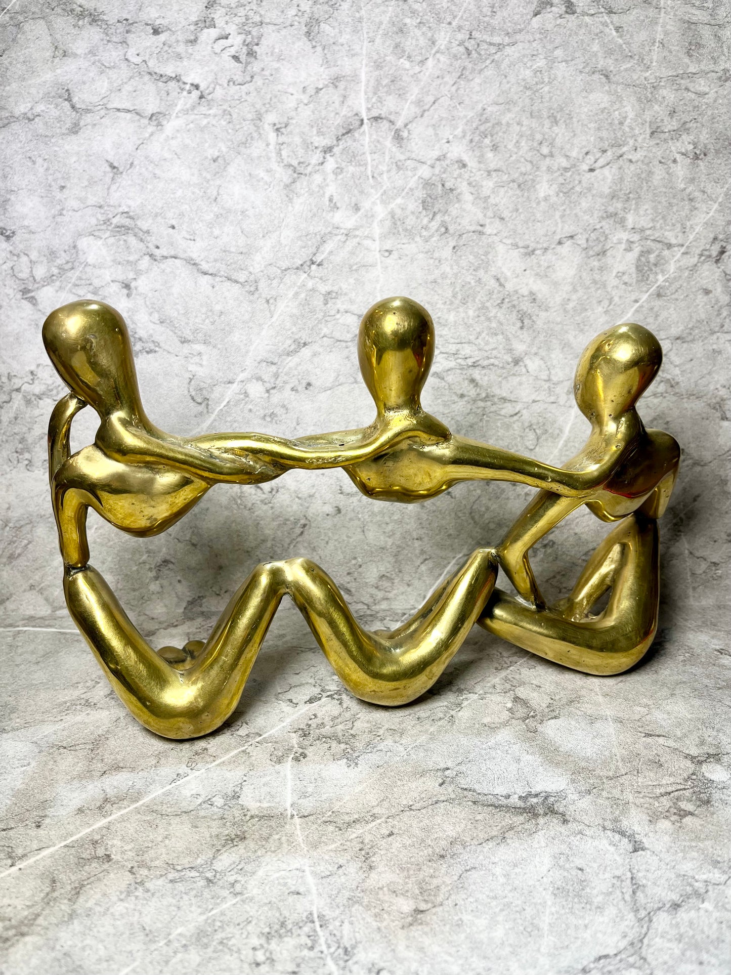 Circle of Dialogue – Bronze Abstract 3 People Chatting Figure | Handmade Balinese Art