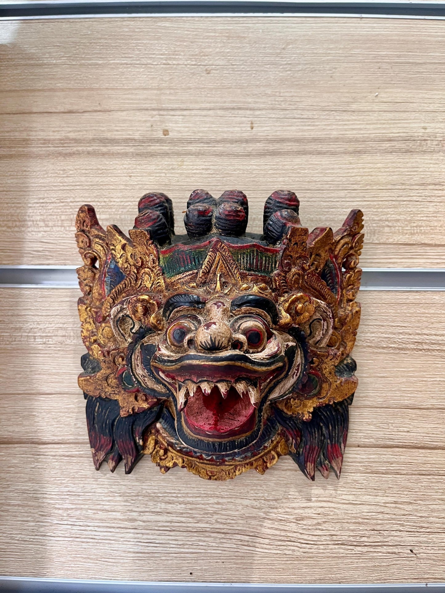 Wooden Balinese Barong Mask – Hand-Carved Wall Sculpture | Protective Spirit Home Décor,  handmade, gift, housewarming, wall decoration.