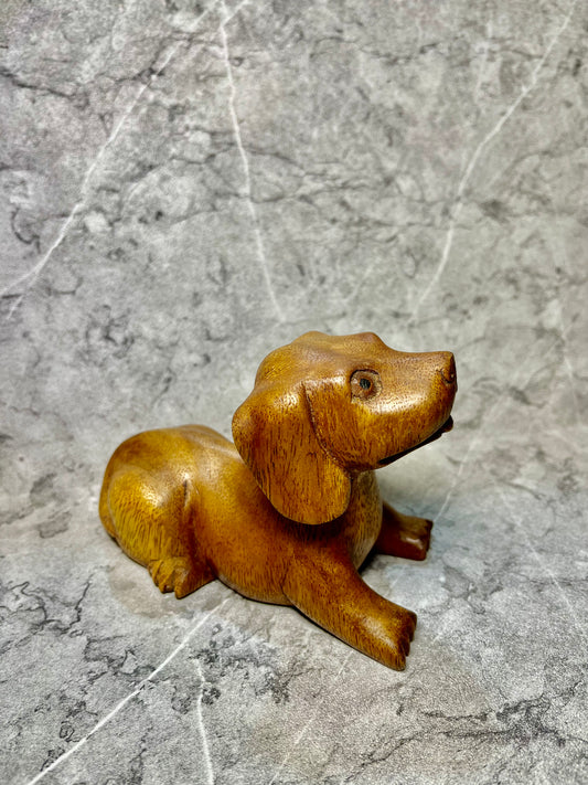 Wooden Miniature Dog Figure – Balinese Handcrafted Decor