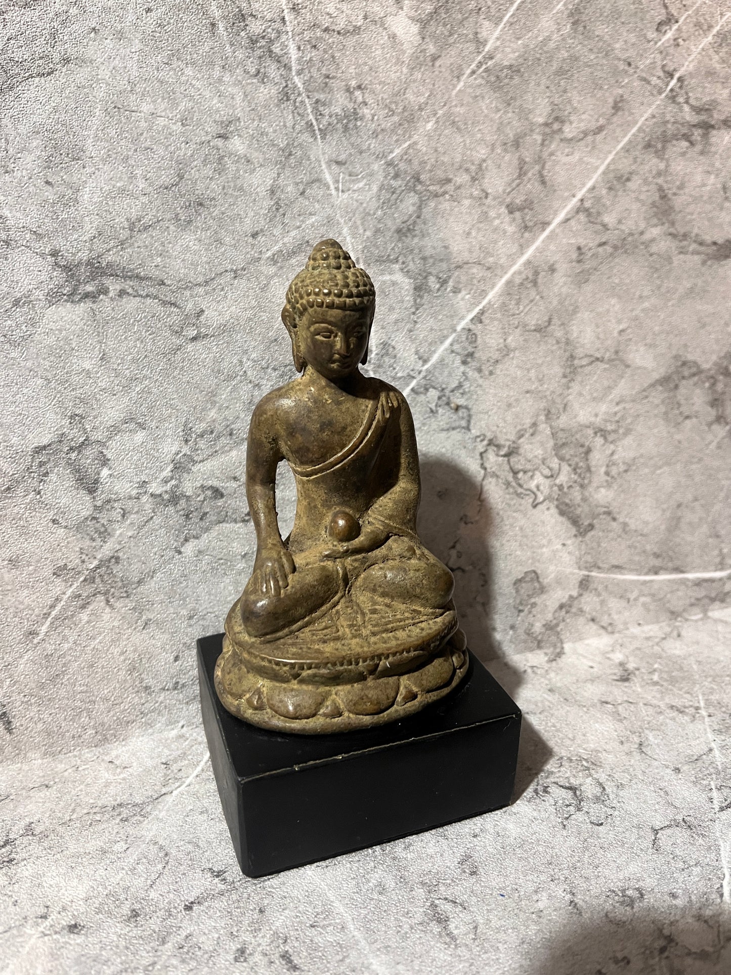 Bronze Buddha Meditation on Iron Stand – Handcrafted Balinese Figure Decoration