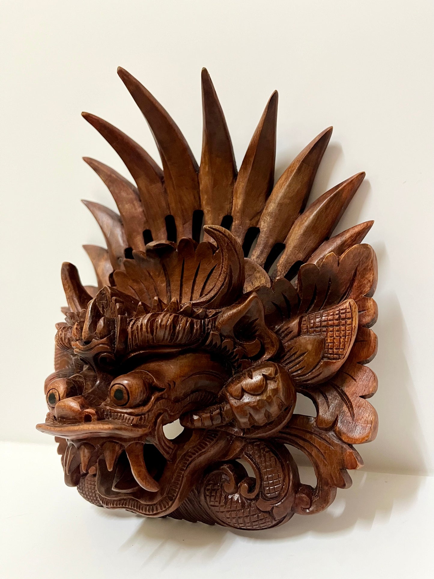 Hand-Carved Wooden Barong Mask: Balinese Wall Art, Protective Spirit