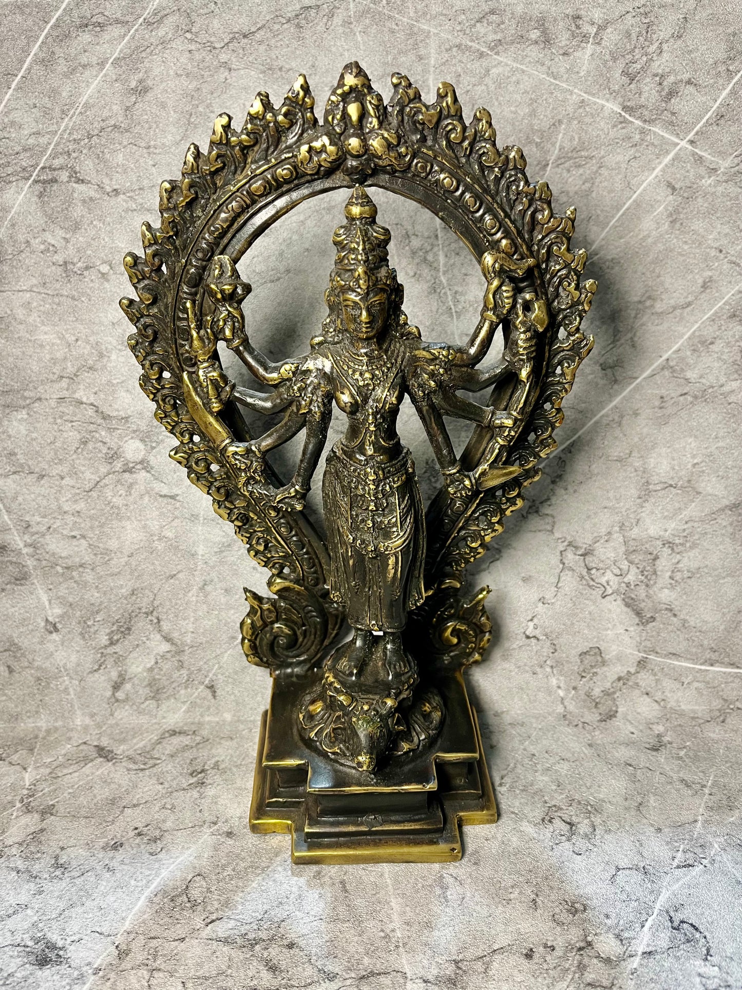 Handmade Bronze Mahakali Statue: Hindu Goddess Figure Decoration