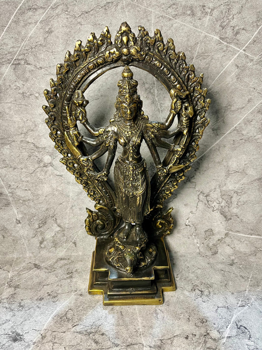 Handmade Bronze Mahakali Statue: Hindu Goddess Figure Decoration