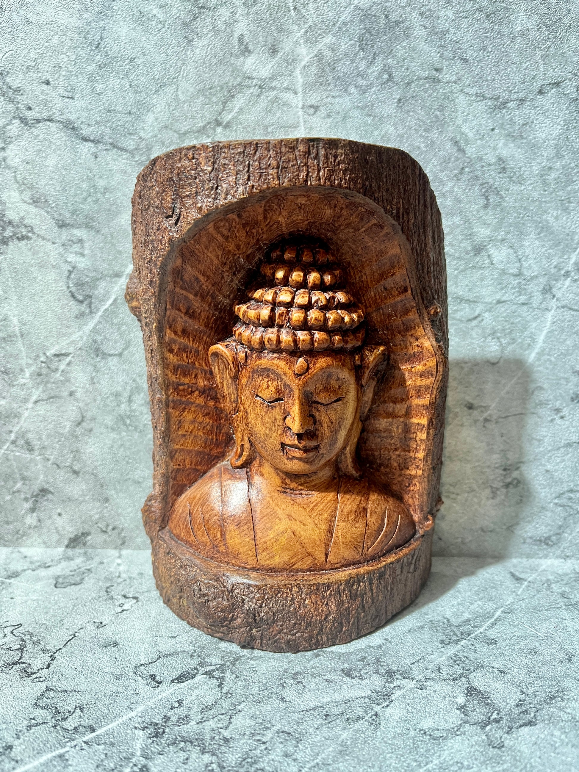 Wooden Buddha Figure – Hand-Carved Sculpture | Spiritual Home Decoration