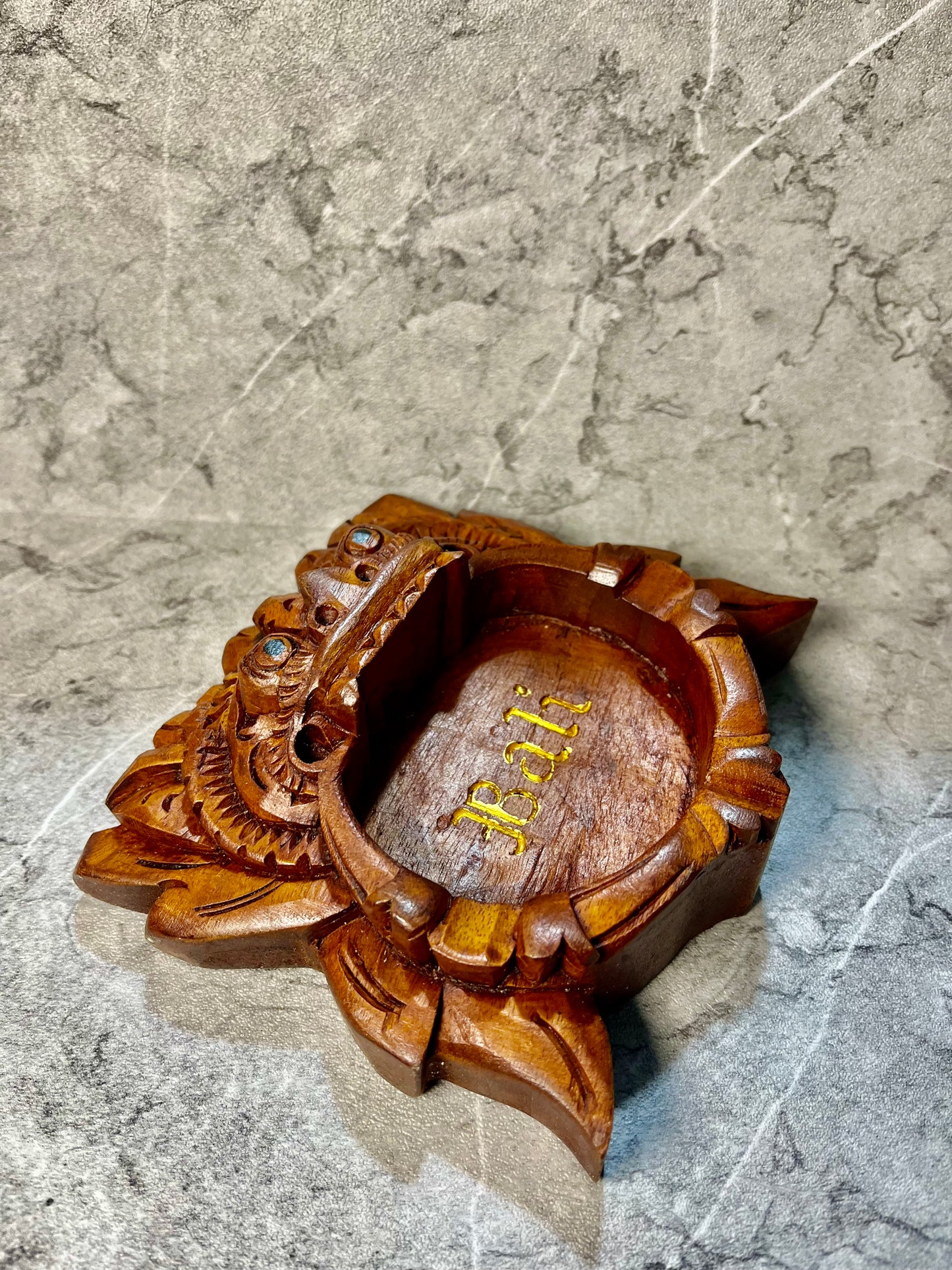 Wooden Balinese Barong Cigarette Ashtray