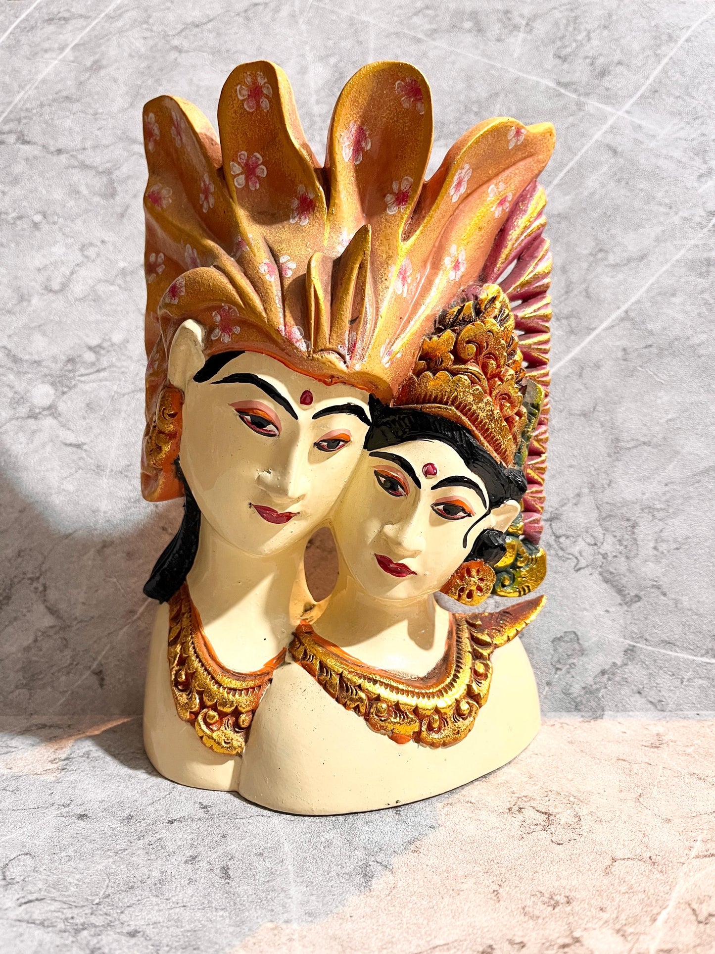 Wooden Balinese Rama and Sita Sculpture – Handcrafted Hindu Art Decoration, housewarming, home decor, gift, handmade, love.