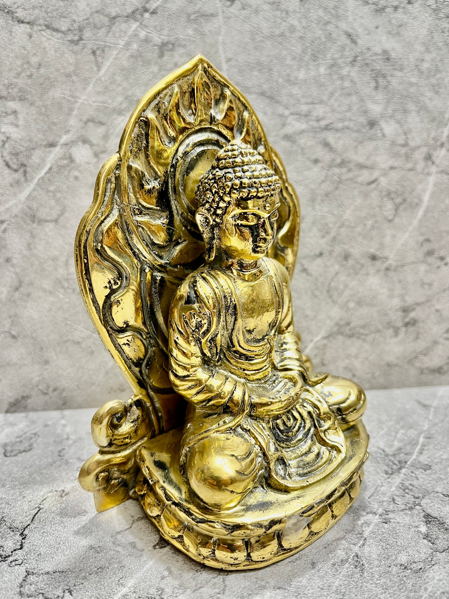 Golden Bronze Buddha Figure – Balinese Handcrafted Spiritual Decor