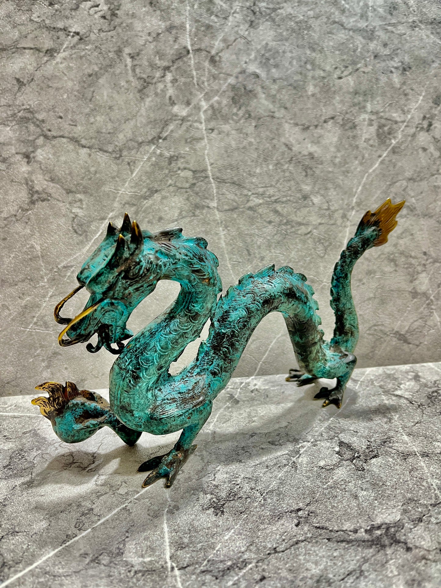 Handcrafted Bronze Dragon Figure: Mythical Home Decor, Balinese Art