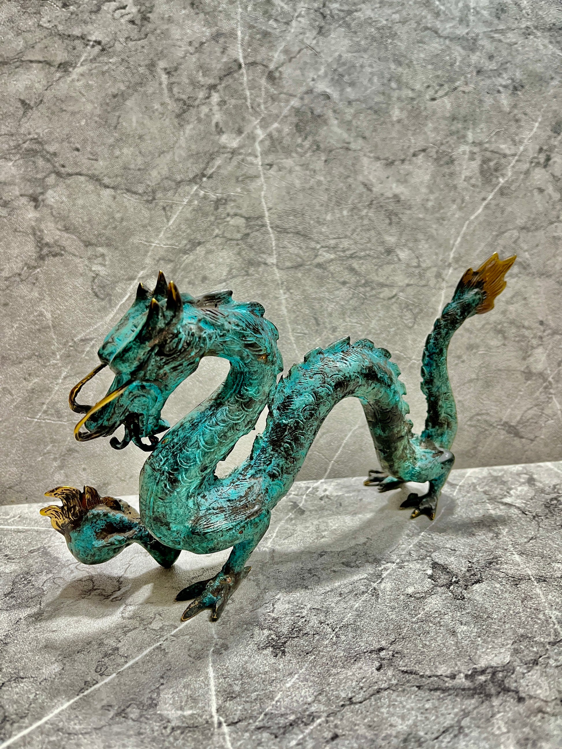 Handcrafted Bronze Dragon Figure: Mythical Home Decor, Balinese Art