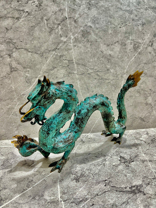 Handcrafted Bronze Dragon Figure: Mythical Home Decor, Balinese Art