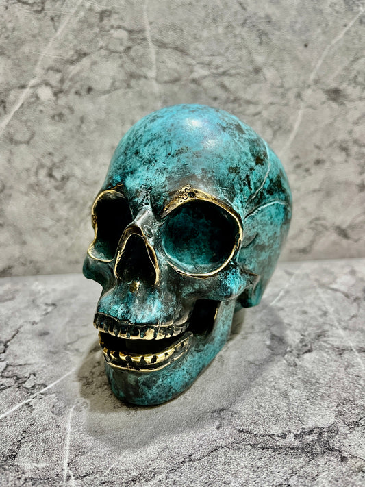 Bronze Skull Sculpture: Gothic Tribal Home Decor
