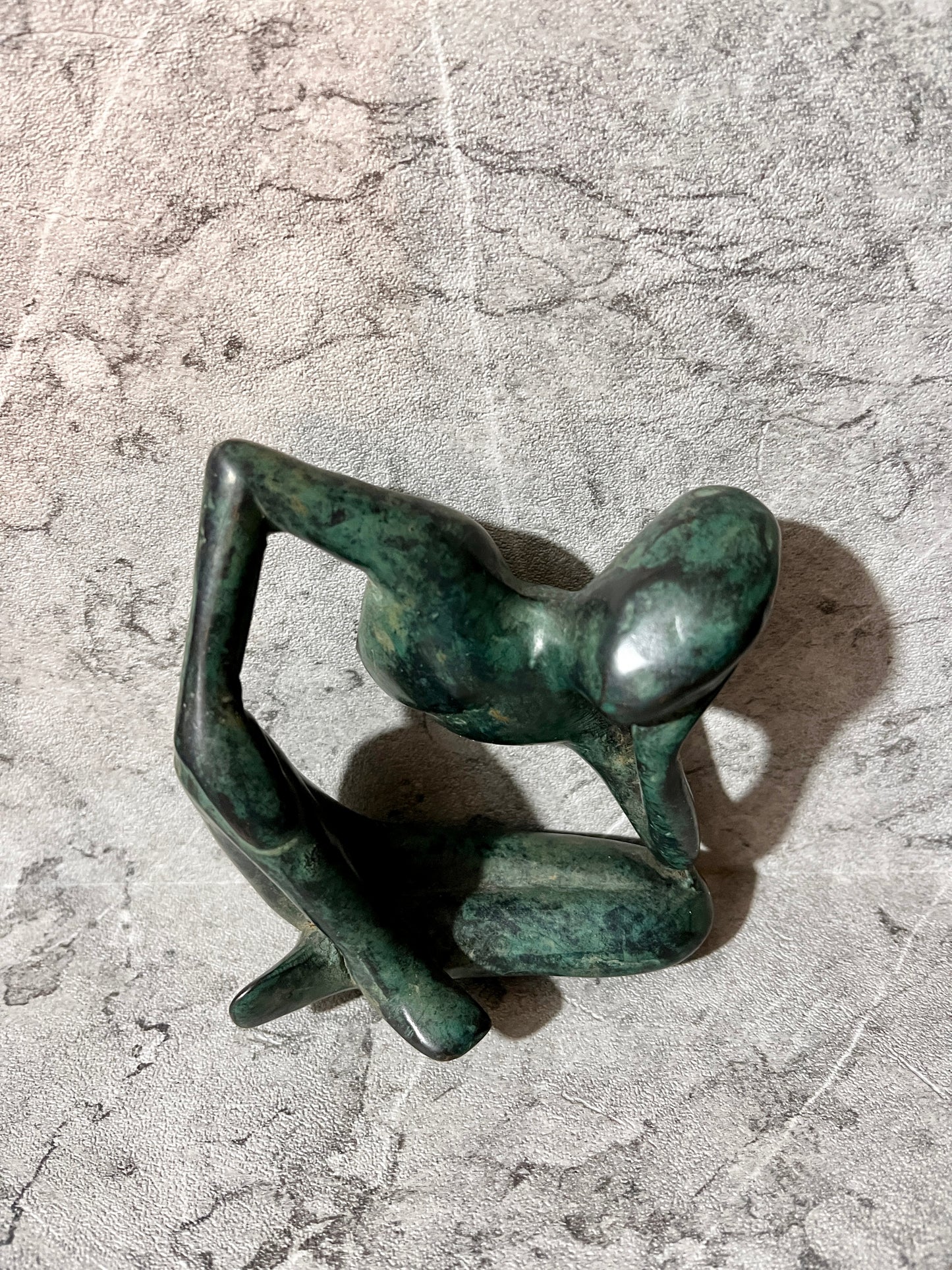Abstract Bronze Woman Pensive Figure – Handmade Balinese Sculpture | Thoughtful Art Decoration