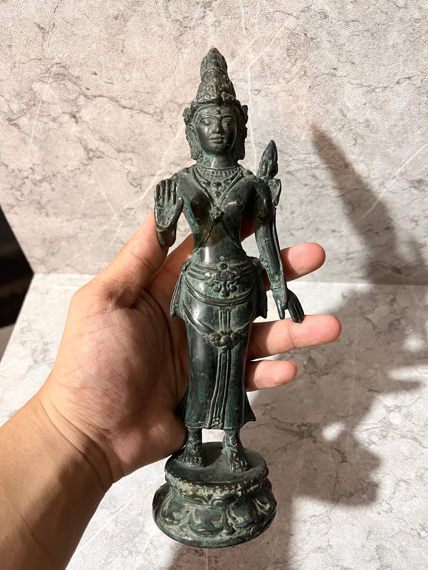 Bronze Goddess Tara Figure – Hindu Balinese Art Sculpture | Handmade Spiritual Home Decoration