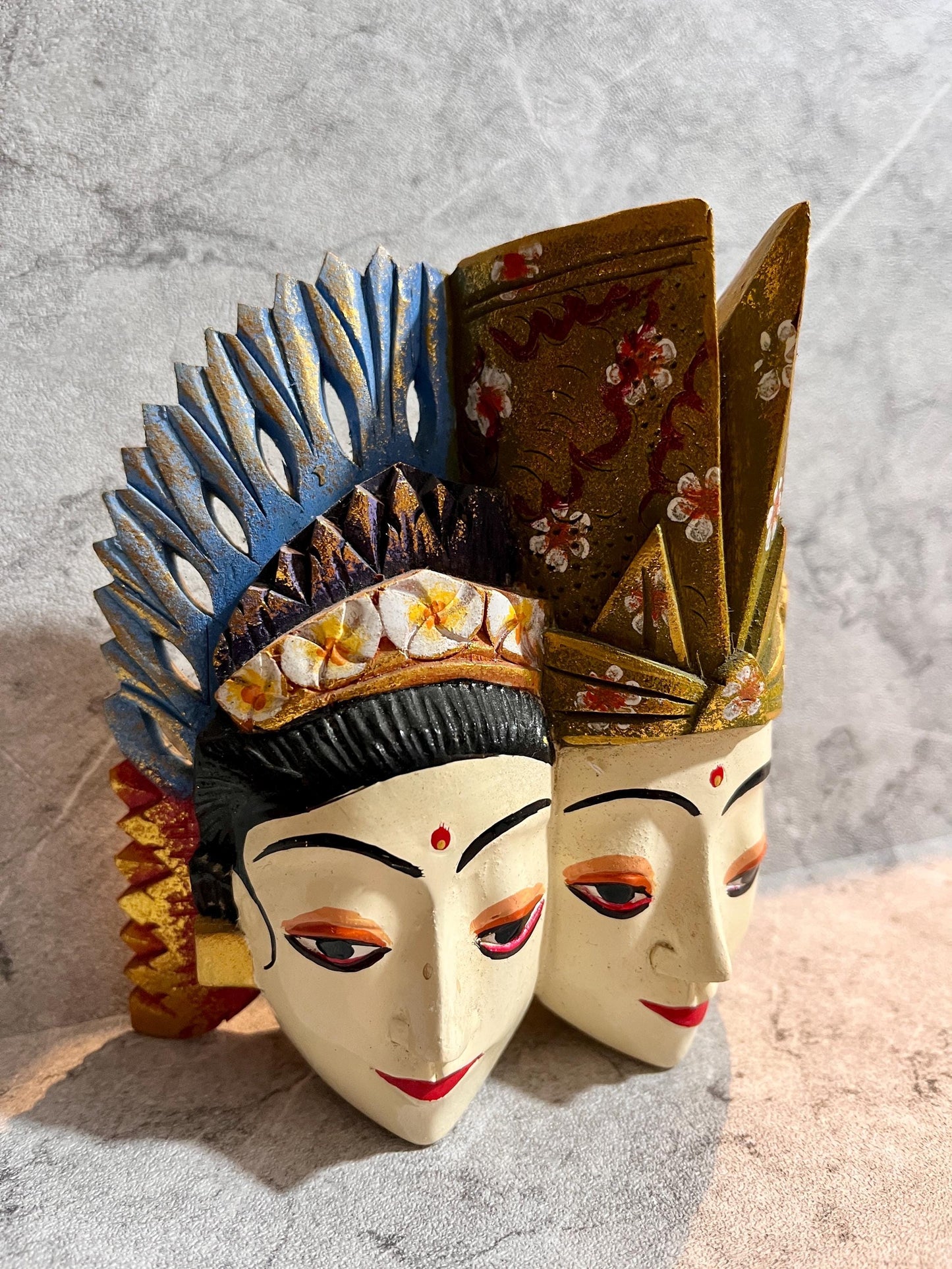 Wooden Balinese Traditional Couple – Hand-Carved Sculpture | Handmade Cultural Décor, housewarming, home decor, gift.