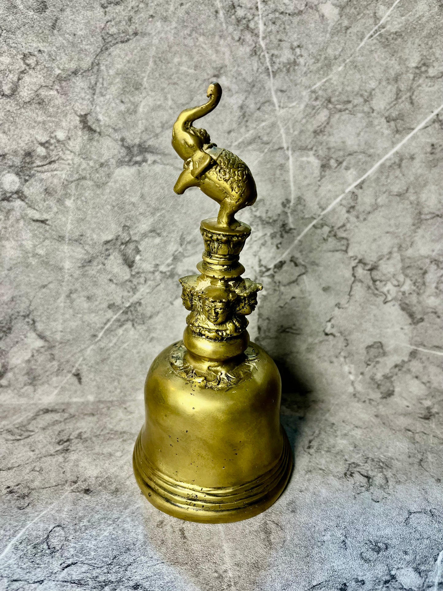 Bronze Gold Handbell with Elephant Top