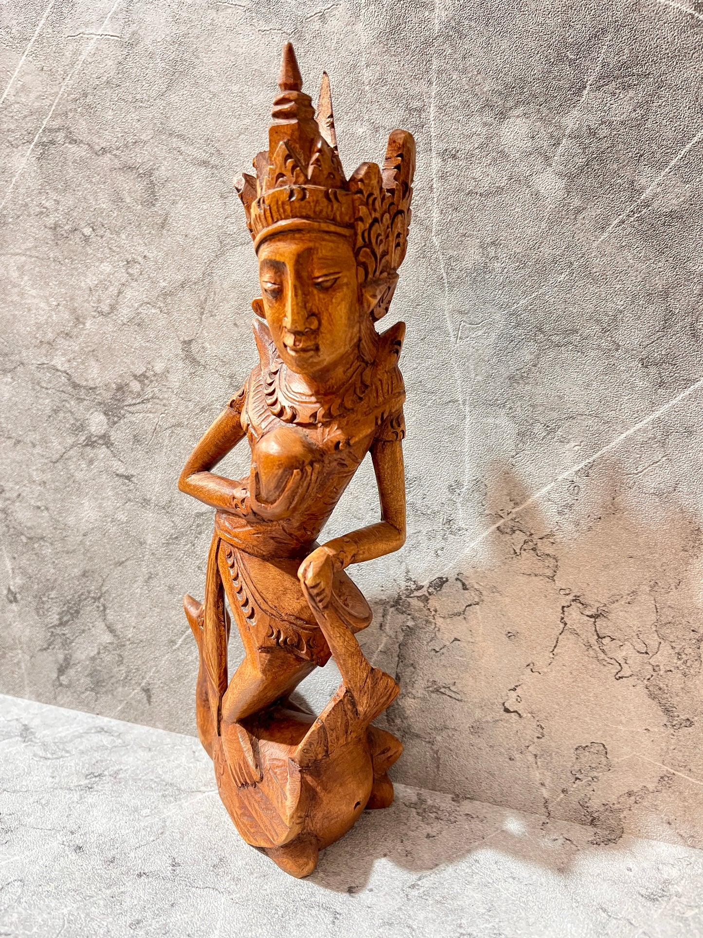 Wooden Balinese Traditional Woman Figure – Hand-Carved Sculpture | Elegant decor, handmade, gift, housewarming, home decor, handmade.