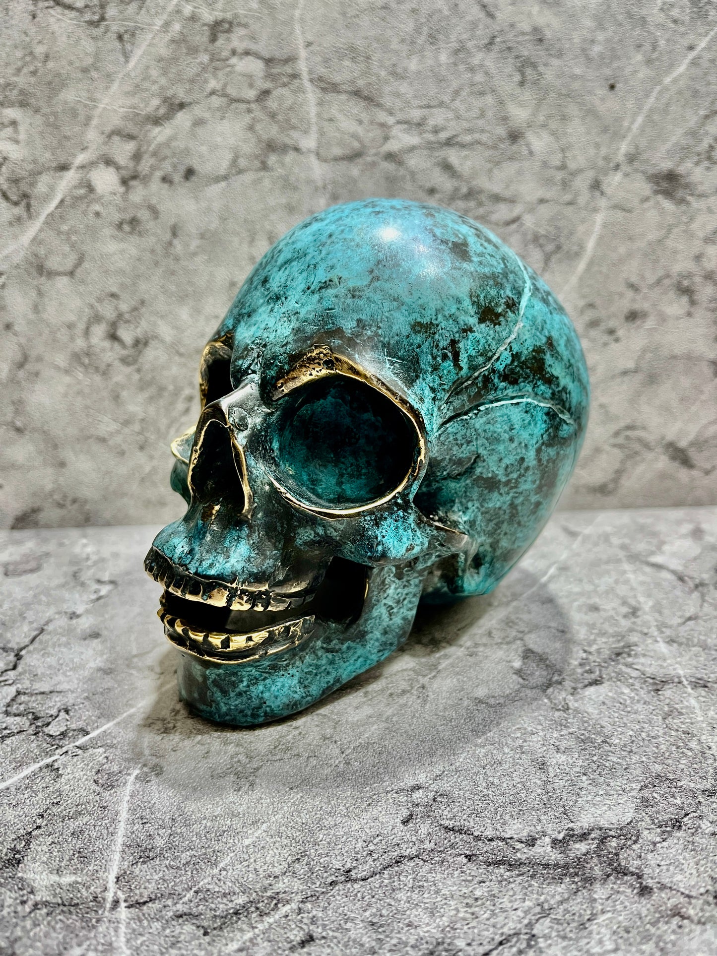 Bronze Skull Sculpture: Gothic Tribal Home Decor