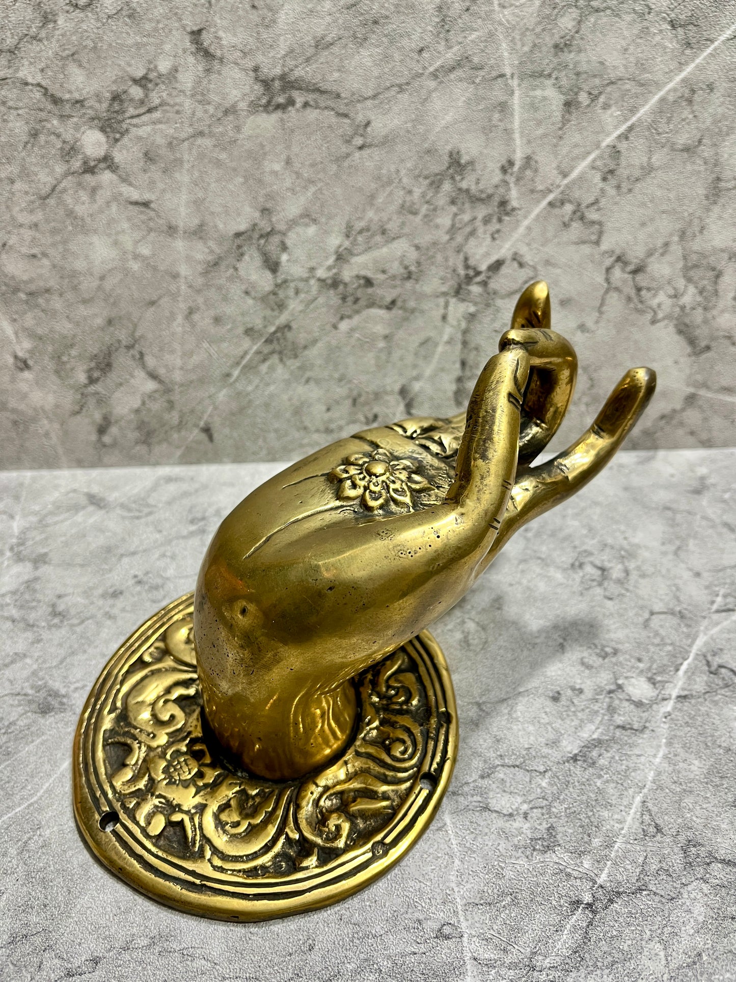 Golden Bronze Hand Door Handle: Balinese Artisan Home Decor