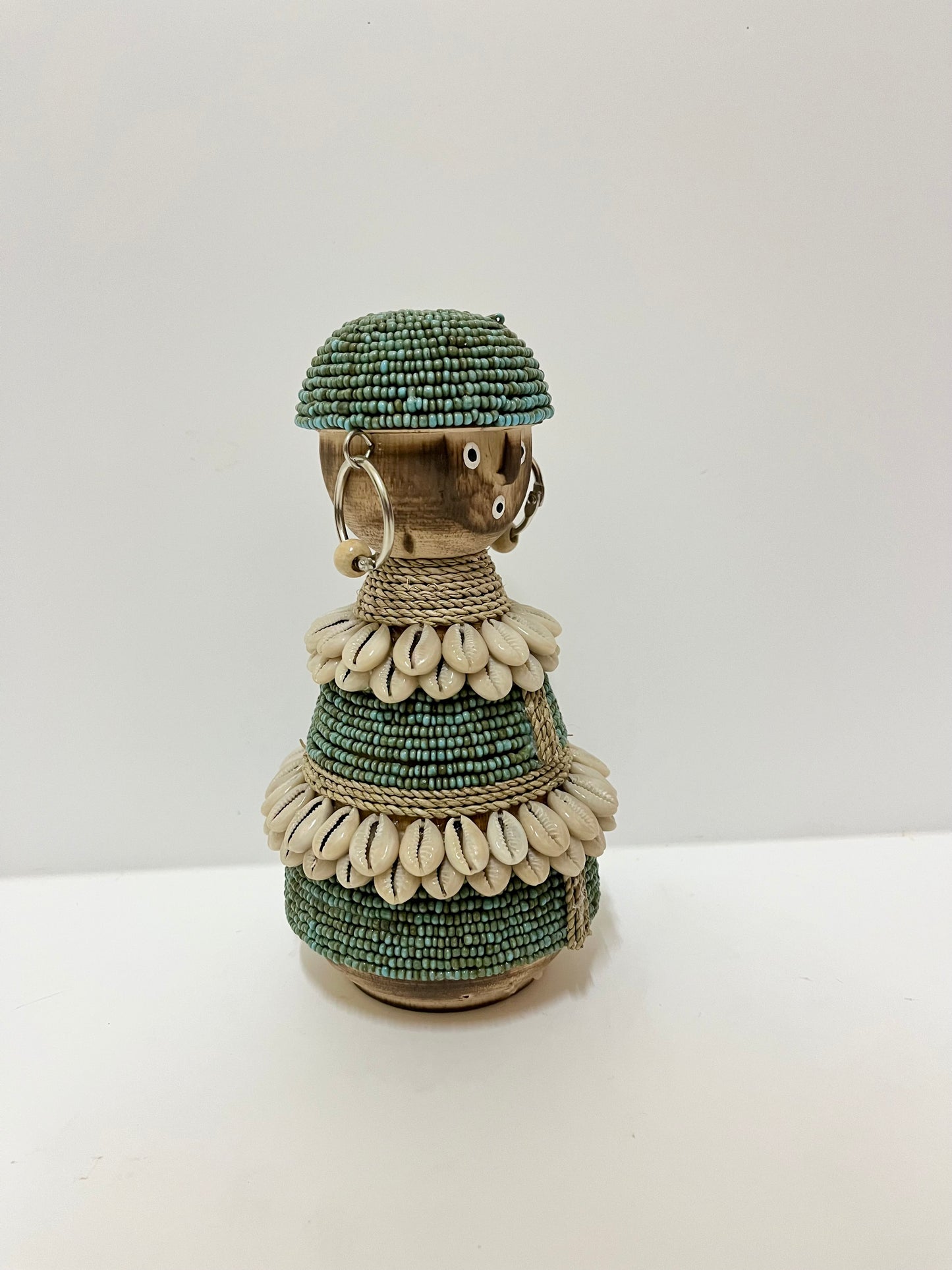 Tribal Shell Spirit Doll – Handcrafted Beaded Decor (8.3 inches)