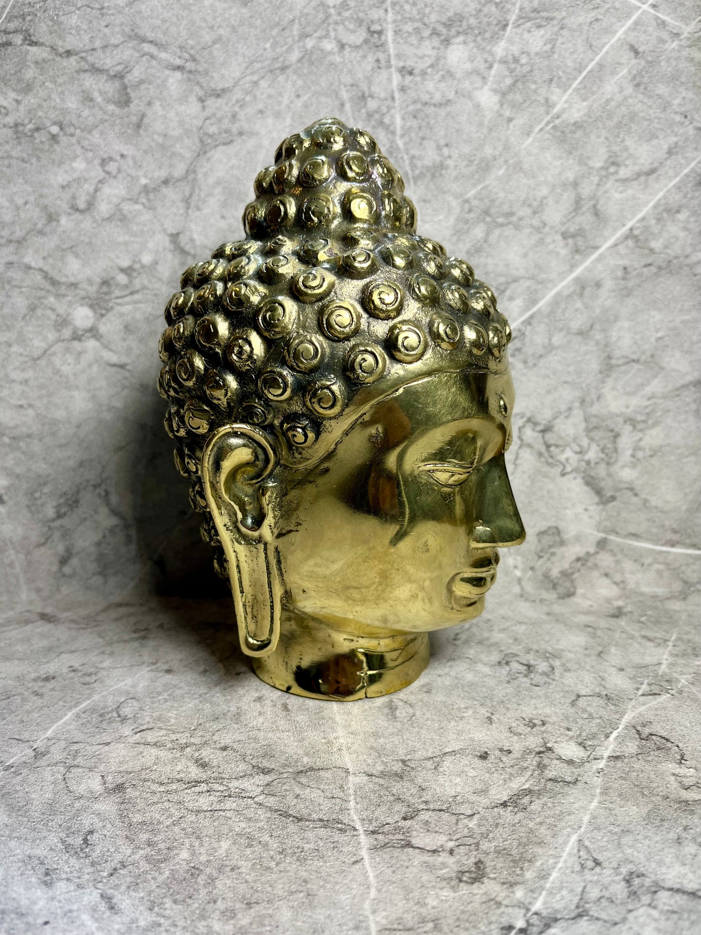 Bronze Buddha Head Statue | Handmade Balinese Spiritual Art