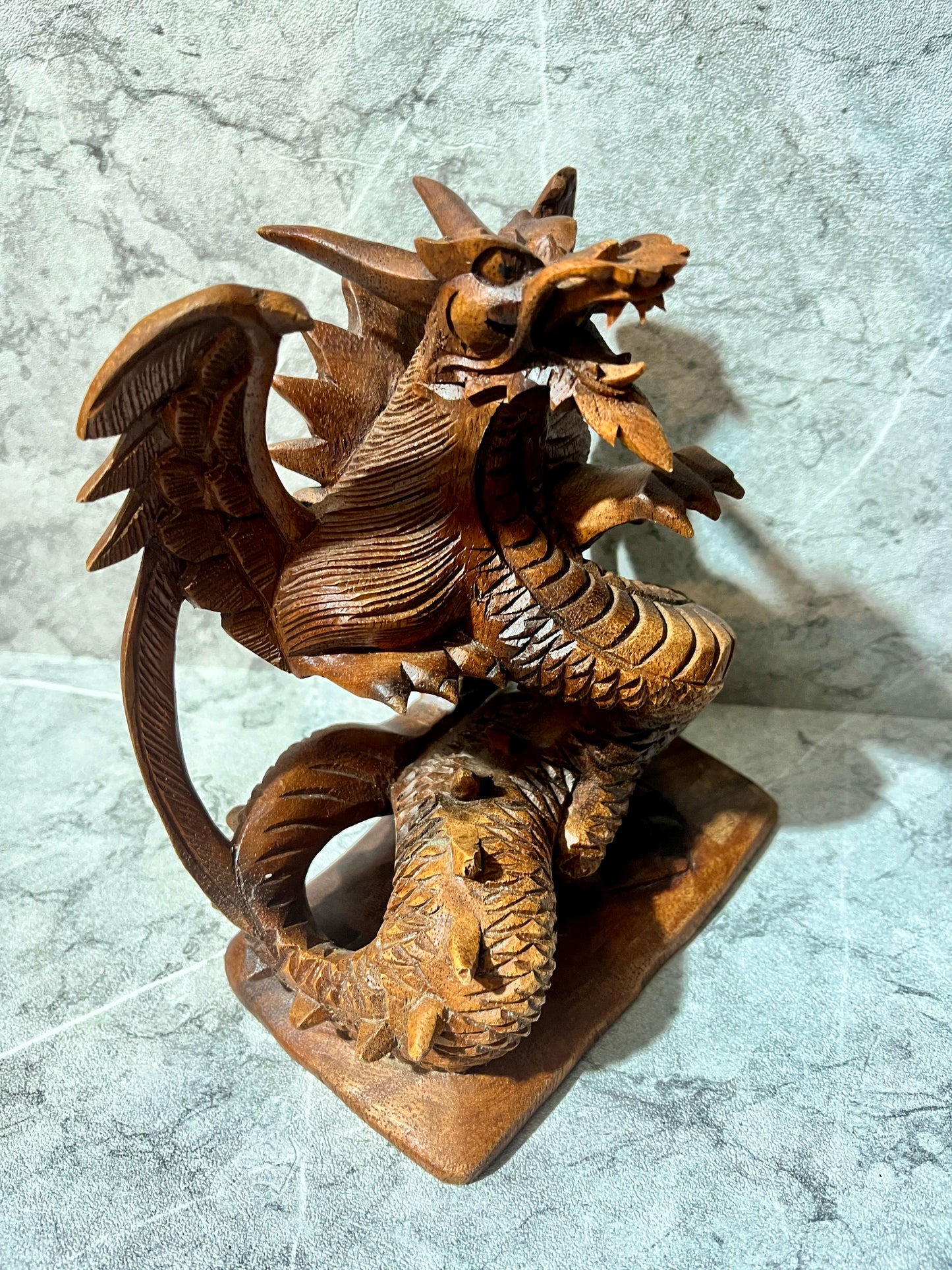 Wooden Dragon Sculpture – Hand-Carved Balinese Art Figure | Mythical Home Decoration