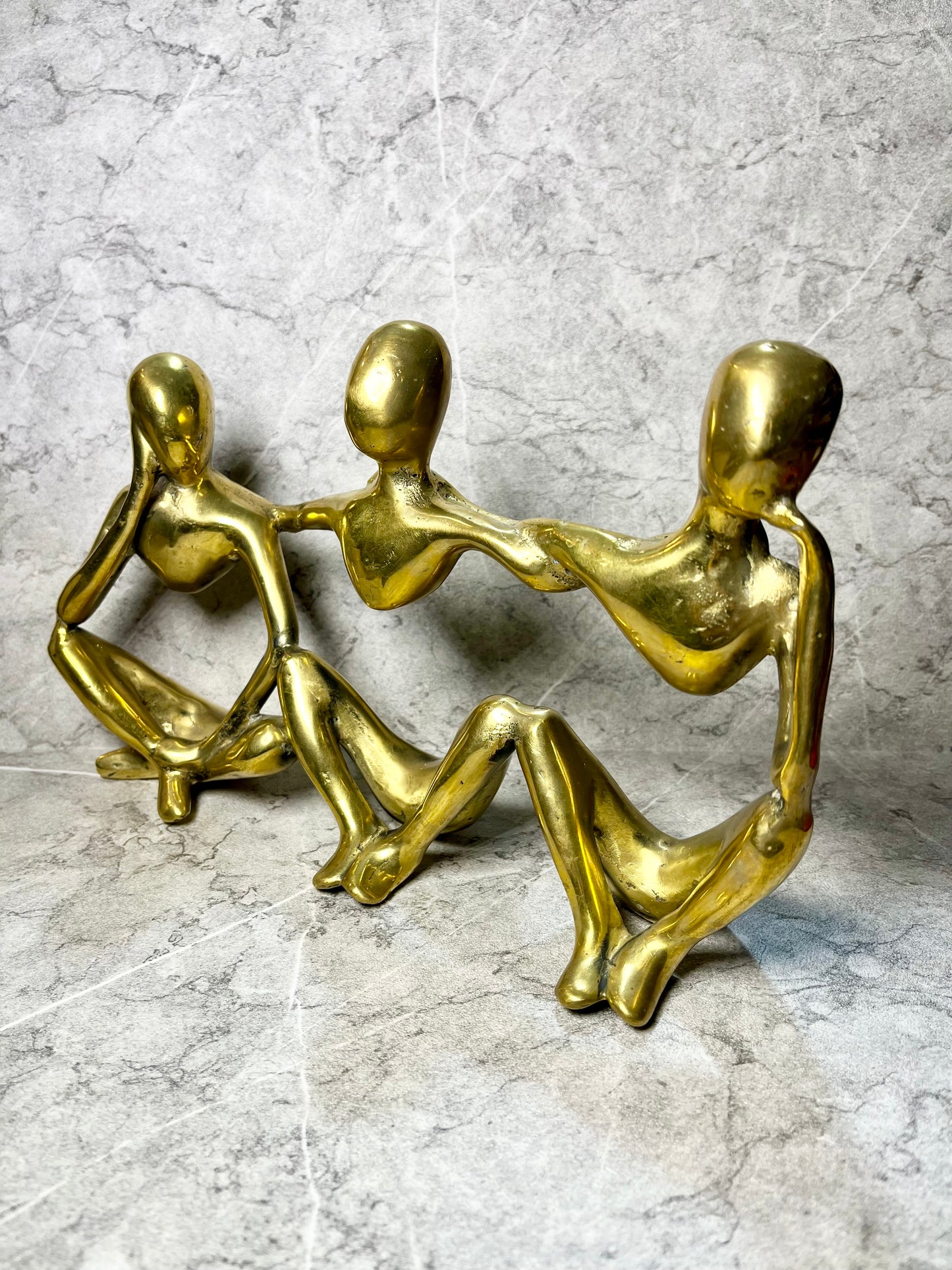 Circle of Dialogue – Bronze Abstract 3 People Chatting Figure | Handmade Balinese Art