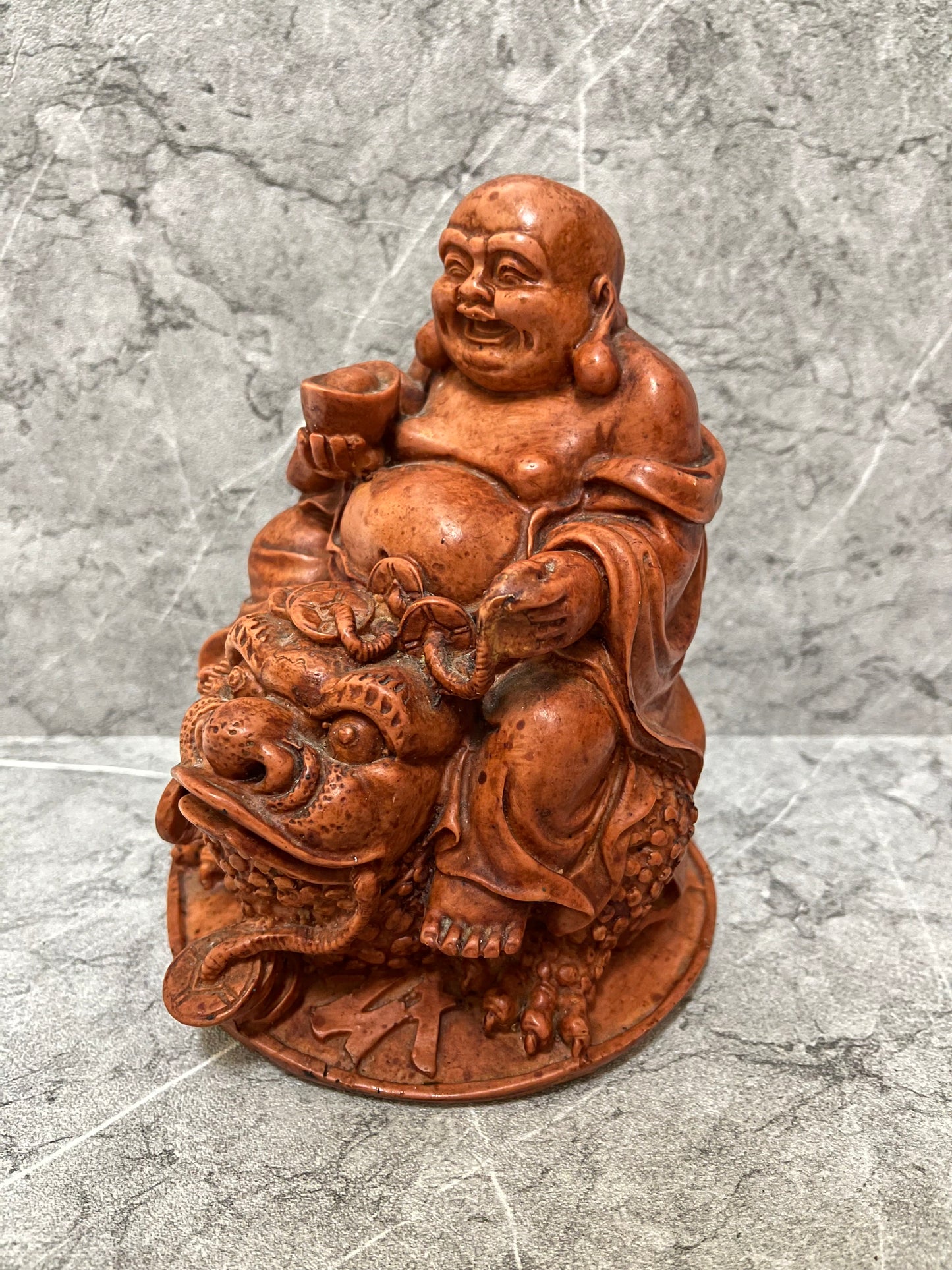Resin Monk on Dragon Statue: Asian Inspired Decor, handmade, gift, housewarming, home decoration.