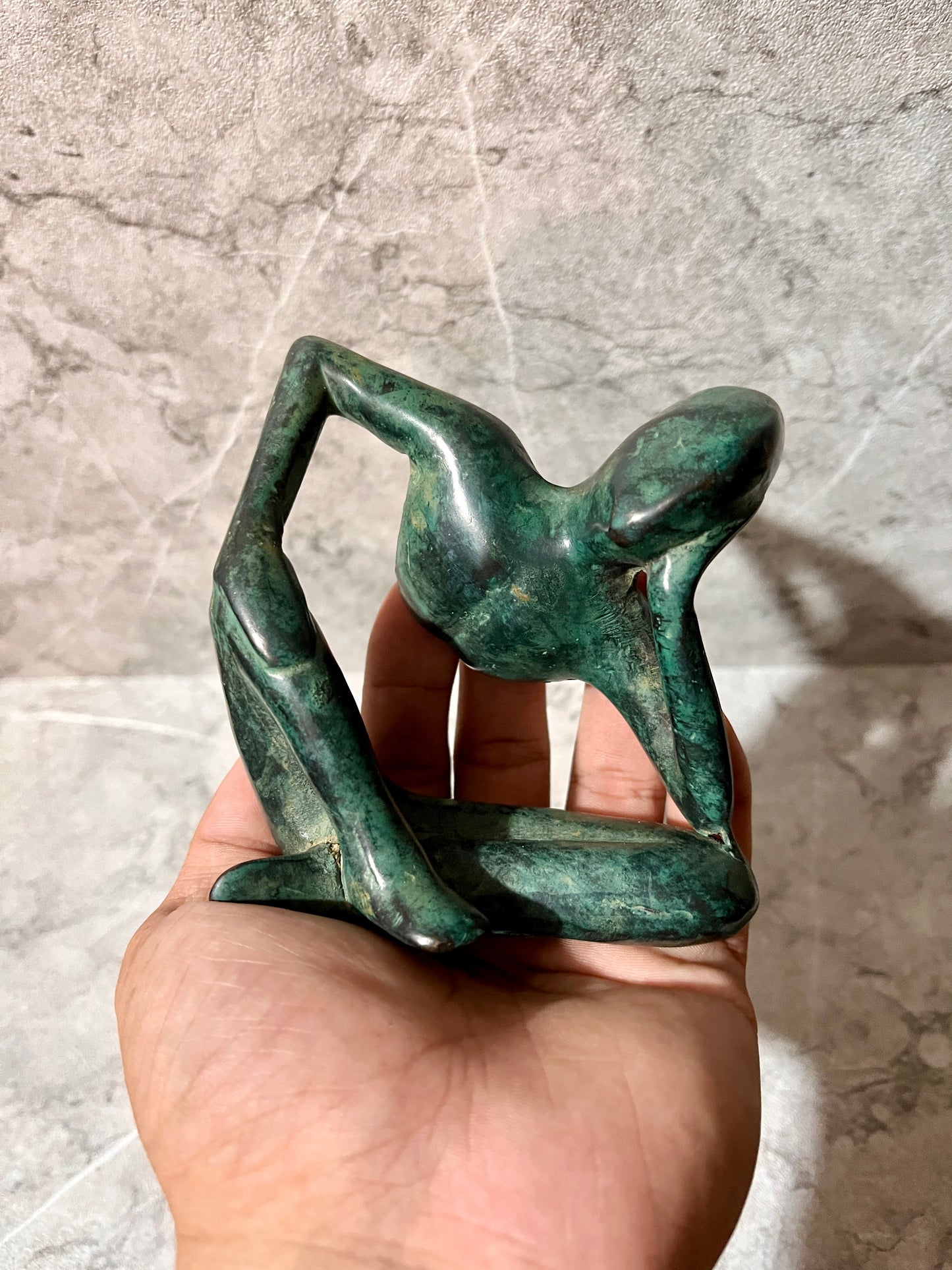 Abstract Bronze Woman Pensive Figure – Handmade Balinese Sculpture | Thoughtful Art Decoration