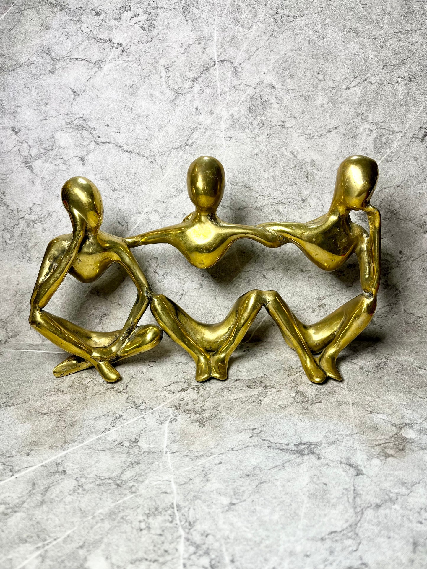 Circle of Dialogue – Bronze Abstract 3 People Chatting Figure | Handmade Balinese Art