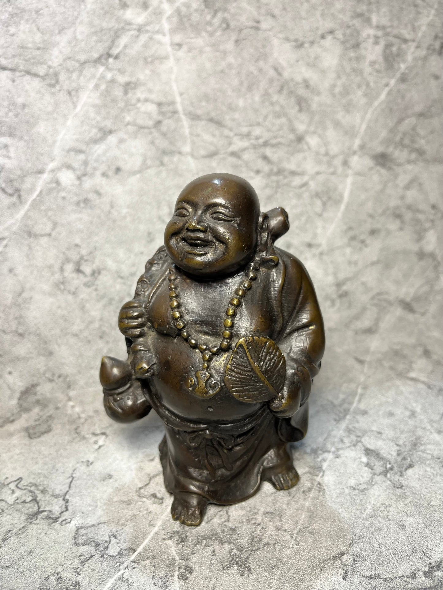 Bronze Monk Figure: Handcrafted Abstract Spiritual Decor