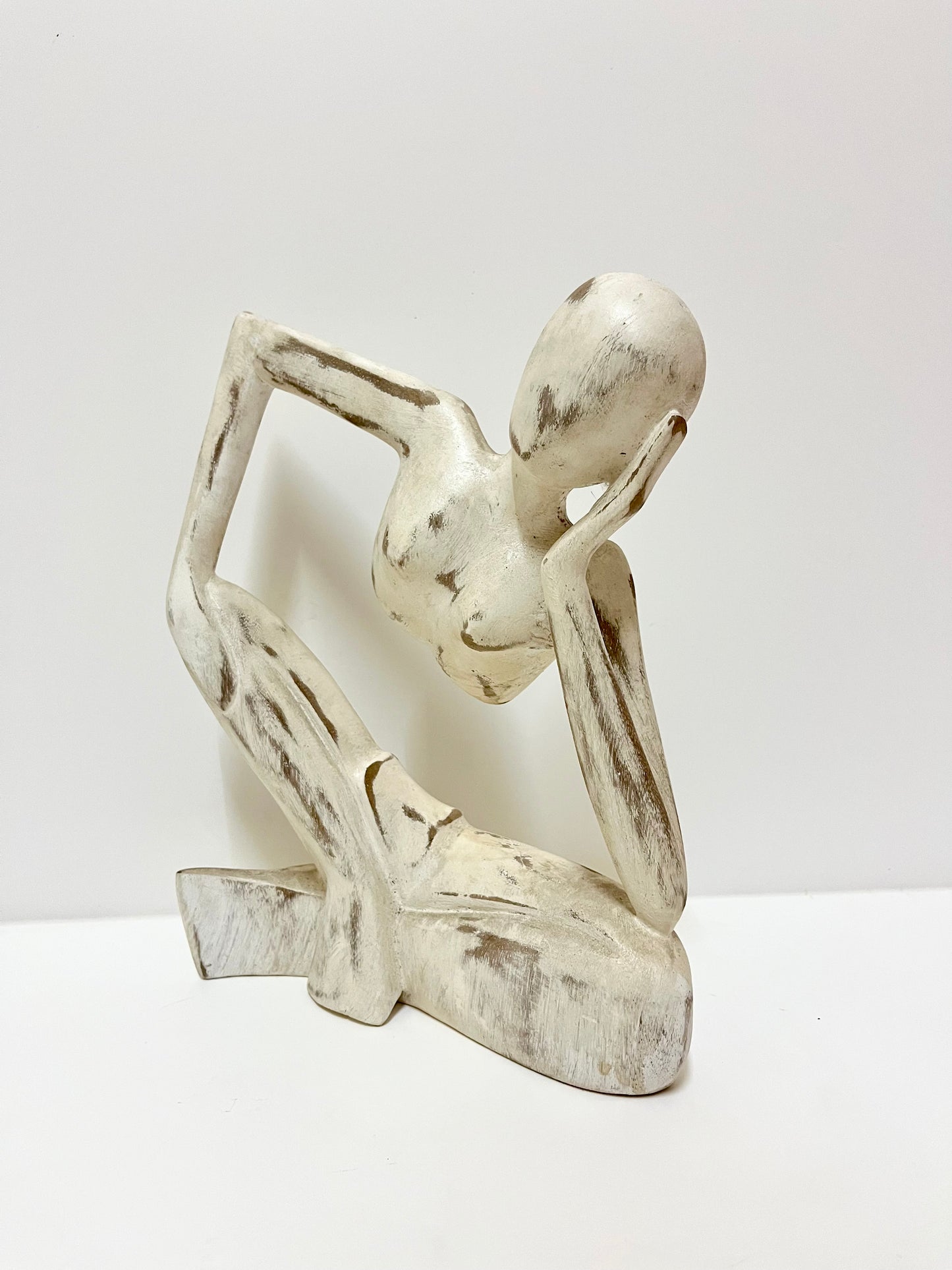 Grace in Thought – Abstract Wooden Woman Sculpture | Balinese Hand-Carved Decor, handmade, gift, housewarming, wall decoration.