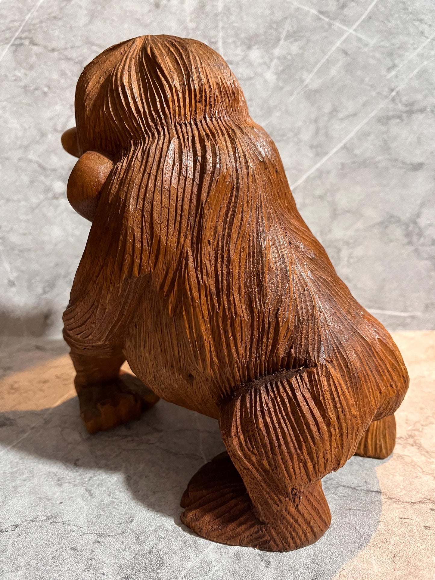 Wooden Gorilla Sculpture – Hand-Carved Wildlife Décor, handmade, gift, housewarming, home decor.