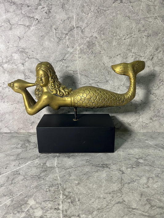 Handmade Bronze Mermaid With Iron Stand | Balinese Marine Art Decor