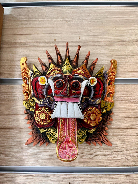 Wooden Balinese Rangda Mask – Handcrafted Wall Sculpture | Guardian Spirit of Balinese, housewarming, home decor, gift, handmade.