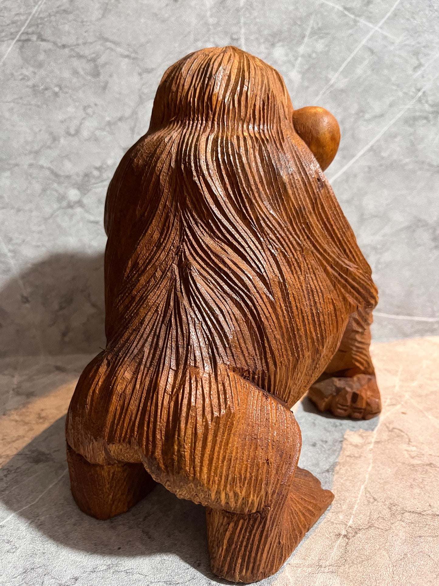 Wooden Gorilla Sculpture – Hand-Carved Wildlife Décor, handmade, gift, housewarming, home decor.