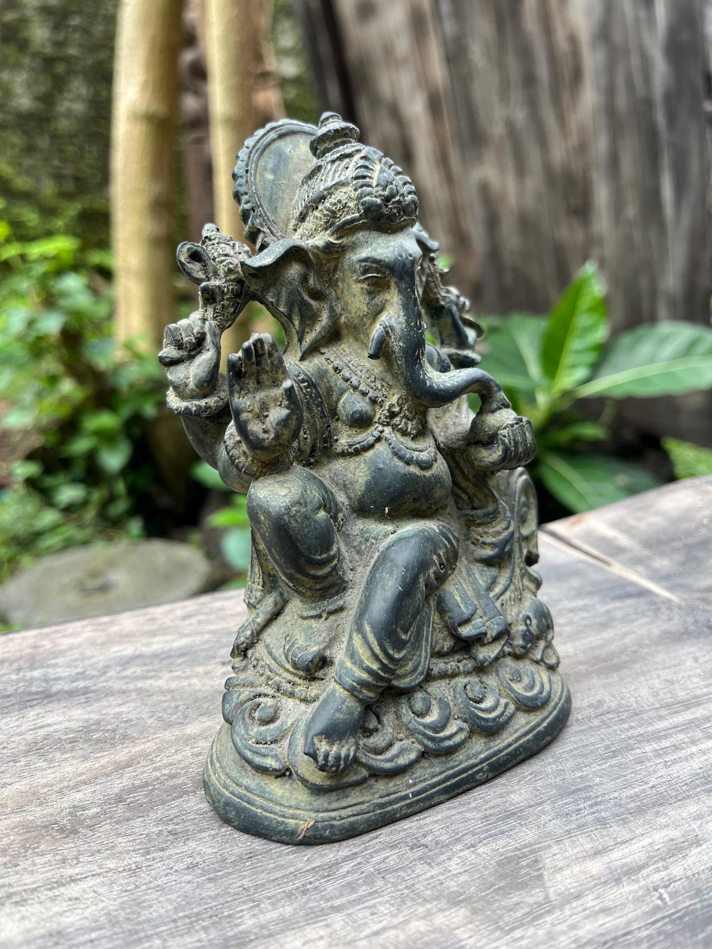 Handmade Resin Ganesha Statue: Balinese Spiritual Decor (6.3 inches)