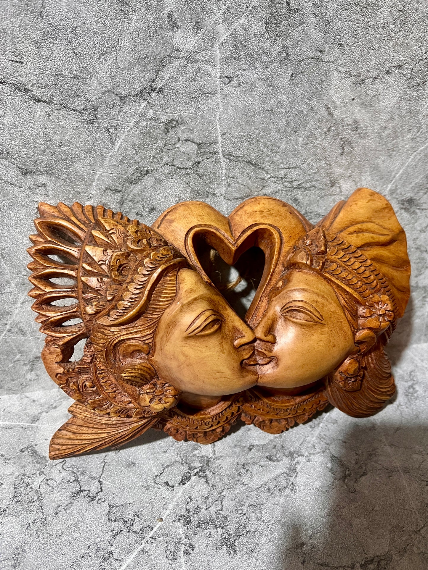 Wooden Rama & Sita Sculpture – Hand-Carved Balinese Wall Art | Hanging Hindu Decor