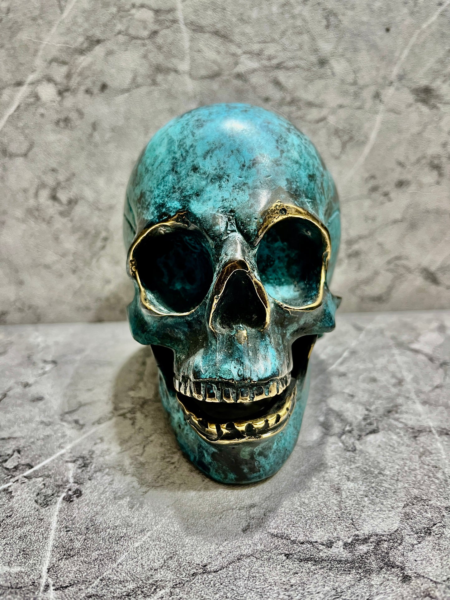 Bronze Skull Sculpture: Gothic Tribal Home Decor