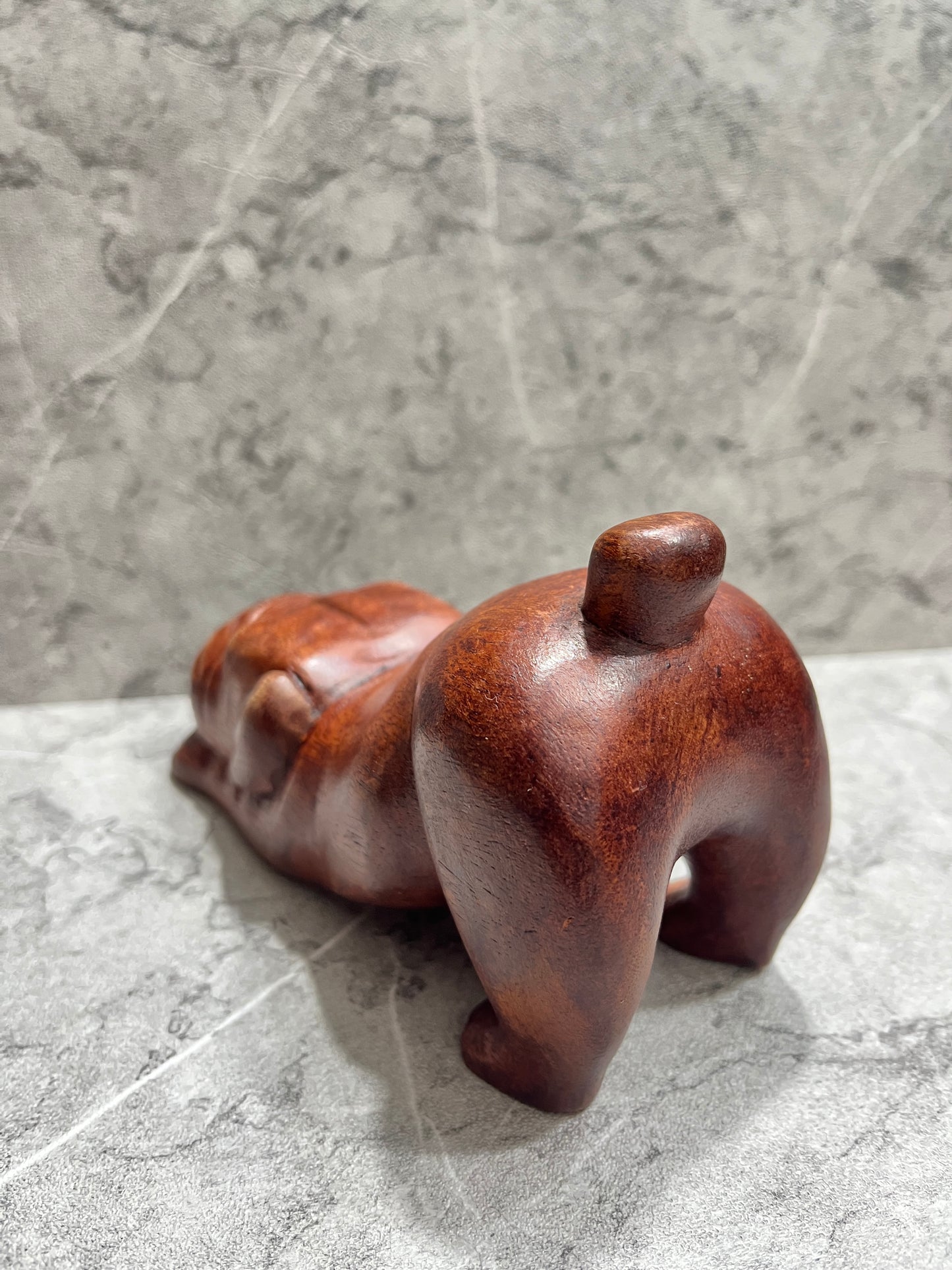 Hand-Carved Wooden Pitbull Sculpture: Balinese Rustic Home Decor