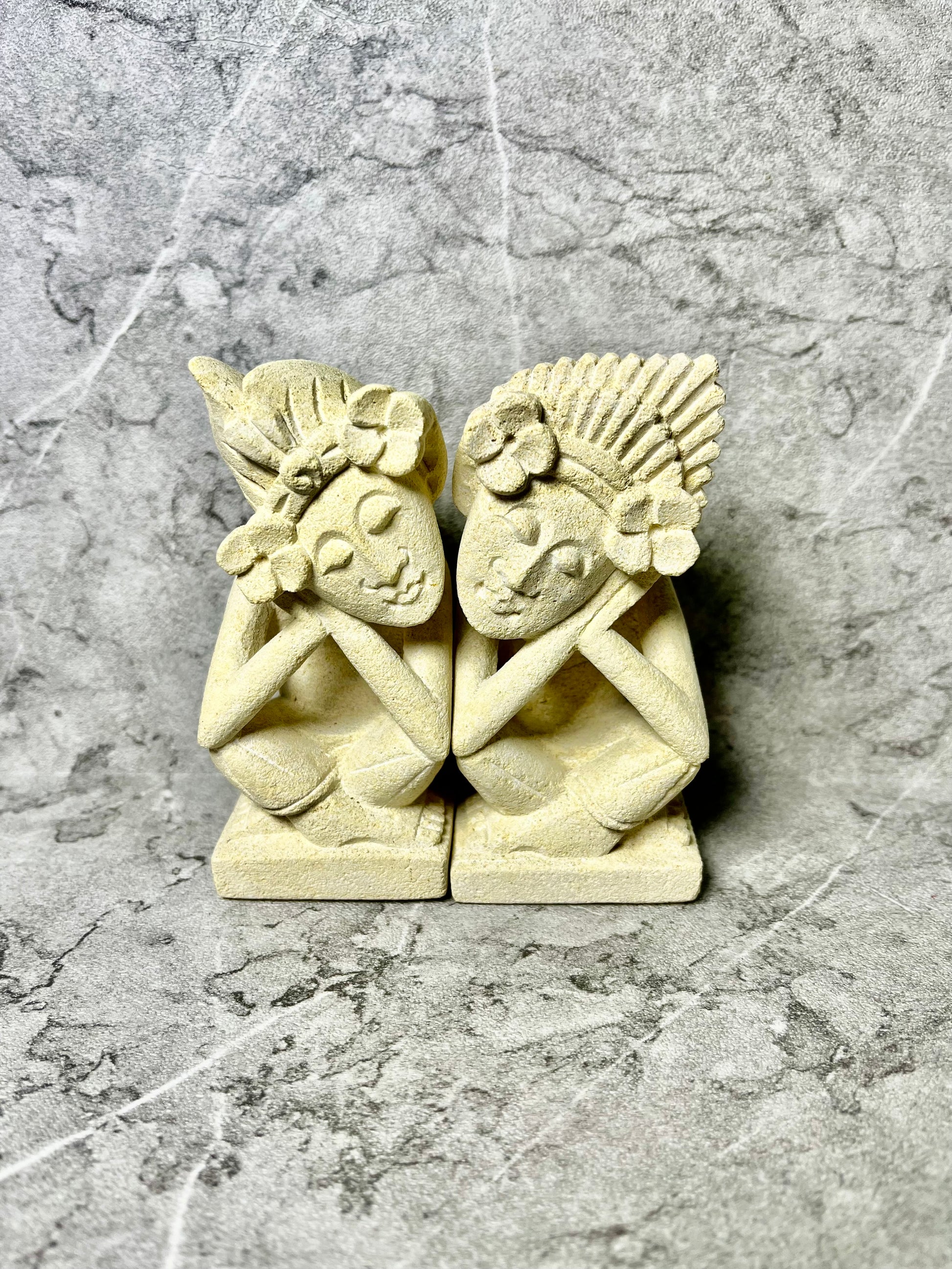 Balinese Wedding Couple – Hand-Carved Limestone Figures
