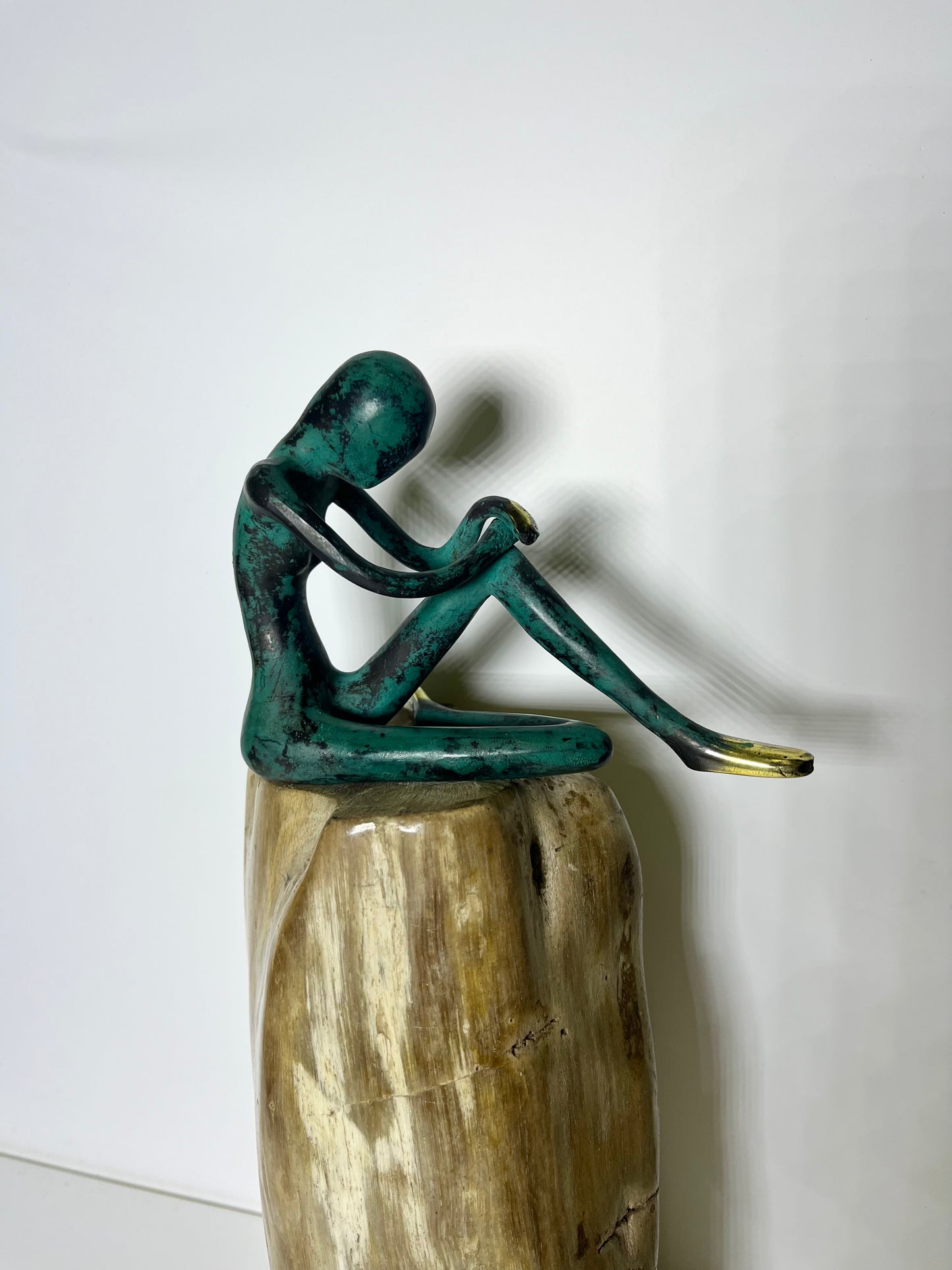 Bronze Abstract Pensive Woman Sculpture | Balinese Handcrafted Art