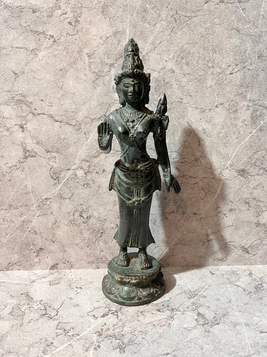 Bronze Goddess Tara Figure – Hindu Balinese Art Sculpture | Handmade Spiritual Home Decoration