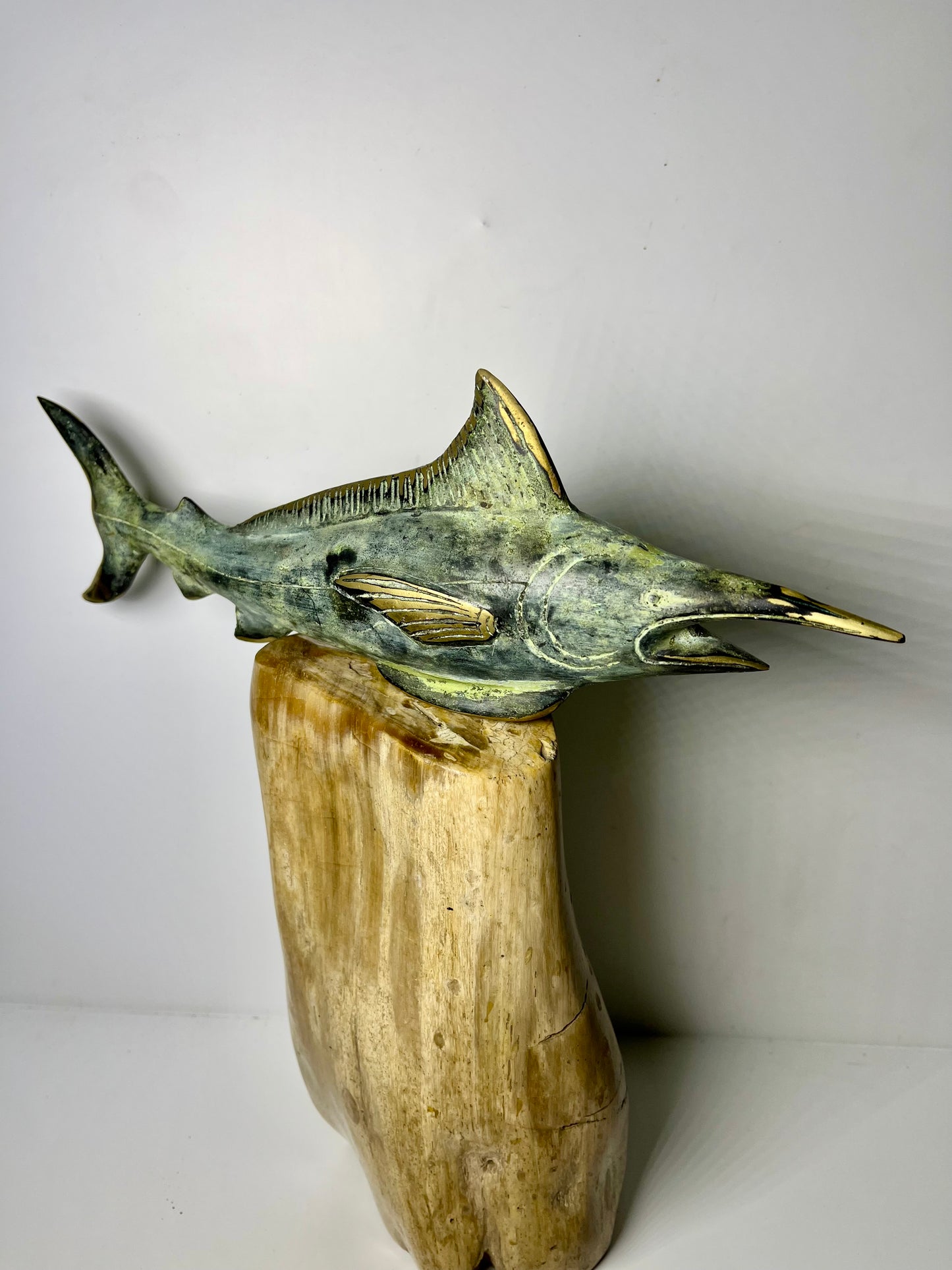 Handmade Bronze Marlin Sculpture: Balinese Marine Art Decor