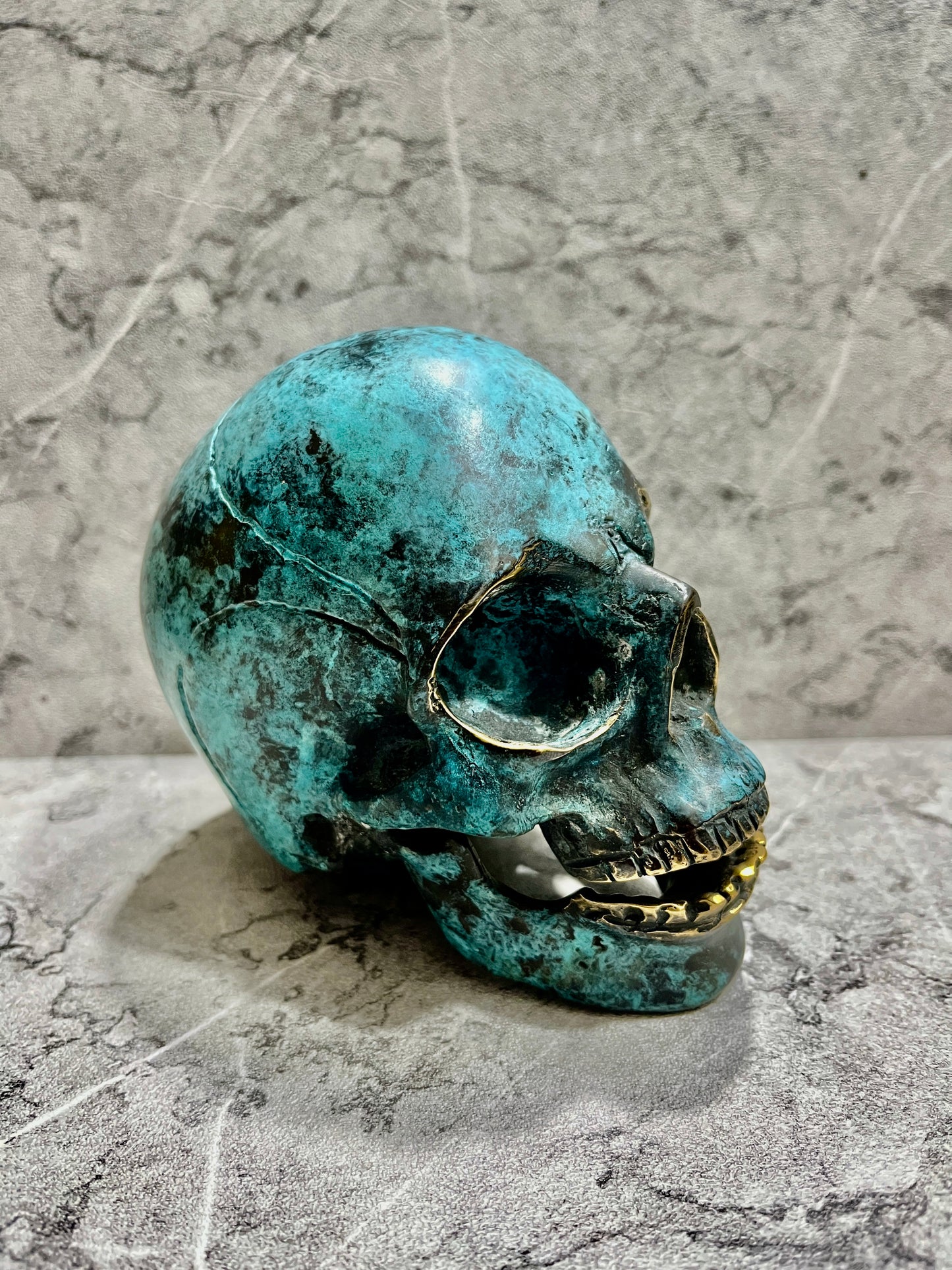 Bronze Skull Sculpture: Gothic Tribal Home Decor