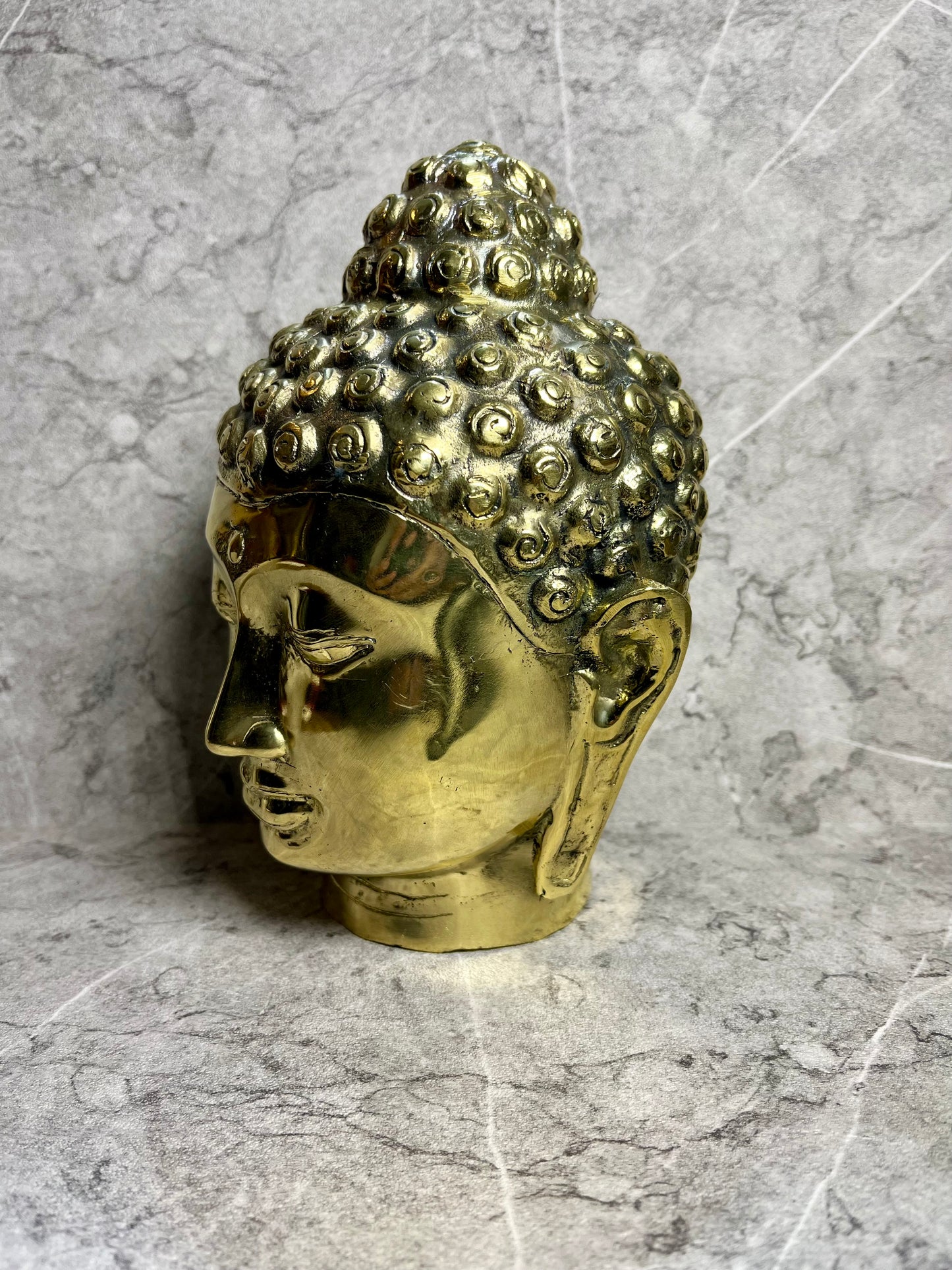 Bronze Buddha Head Statue | Handmade Balinese Spiritual Art