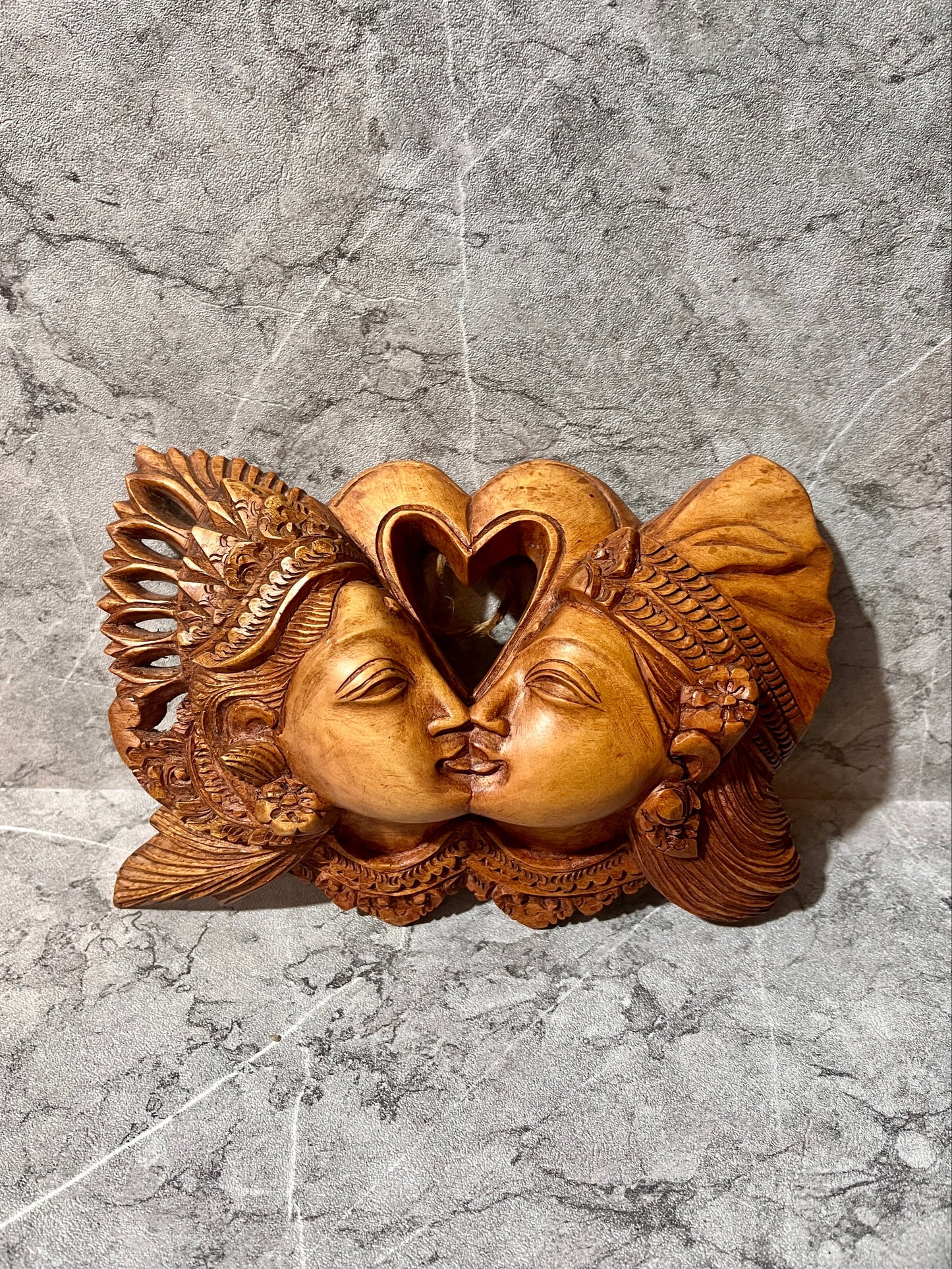 Wooden Rama & Sita Sculpture – Hand-Carved Balinese Wall Art | Hanging Hindu Decor
