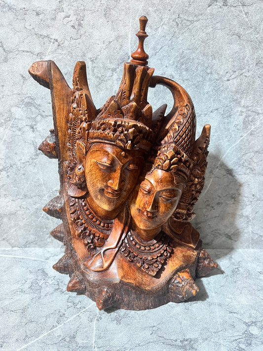 Wooden Rama and Sita Sculpture – Hand-Carved Balinese Art Figure | handmade, gift, housewarming, home decor.