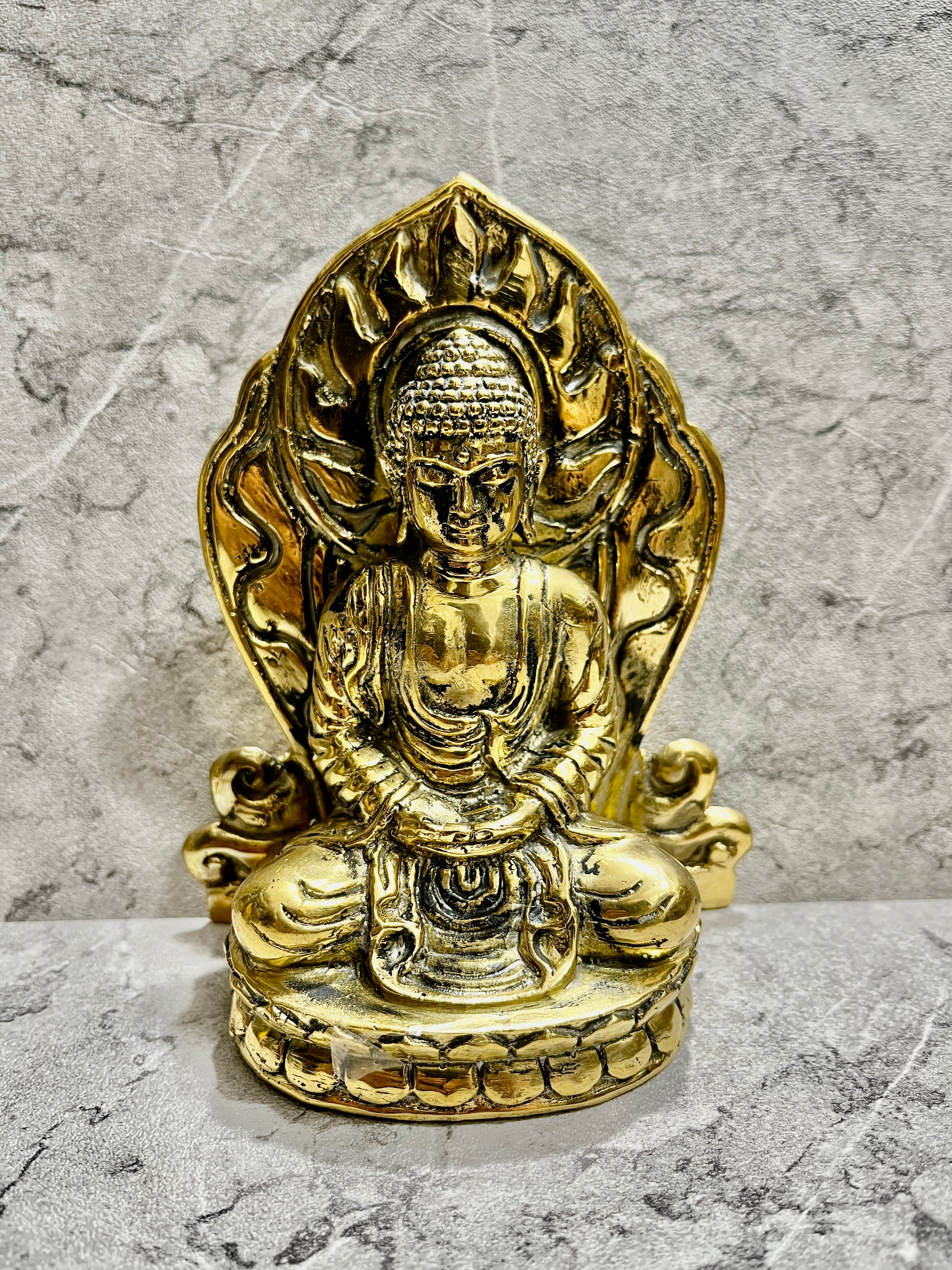 Golden Bronze Buddha Figure – Balinese Handcrafted Spiritual Decor