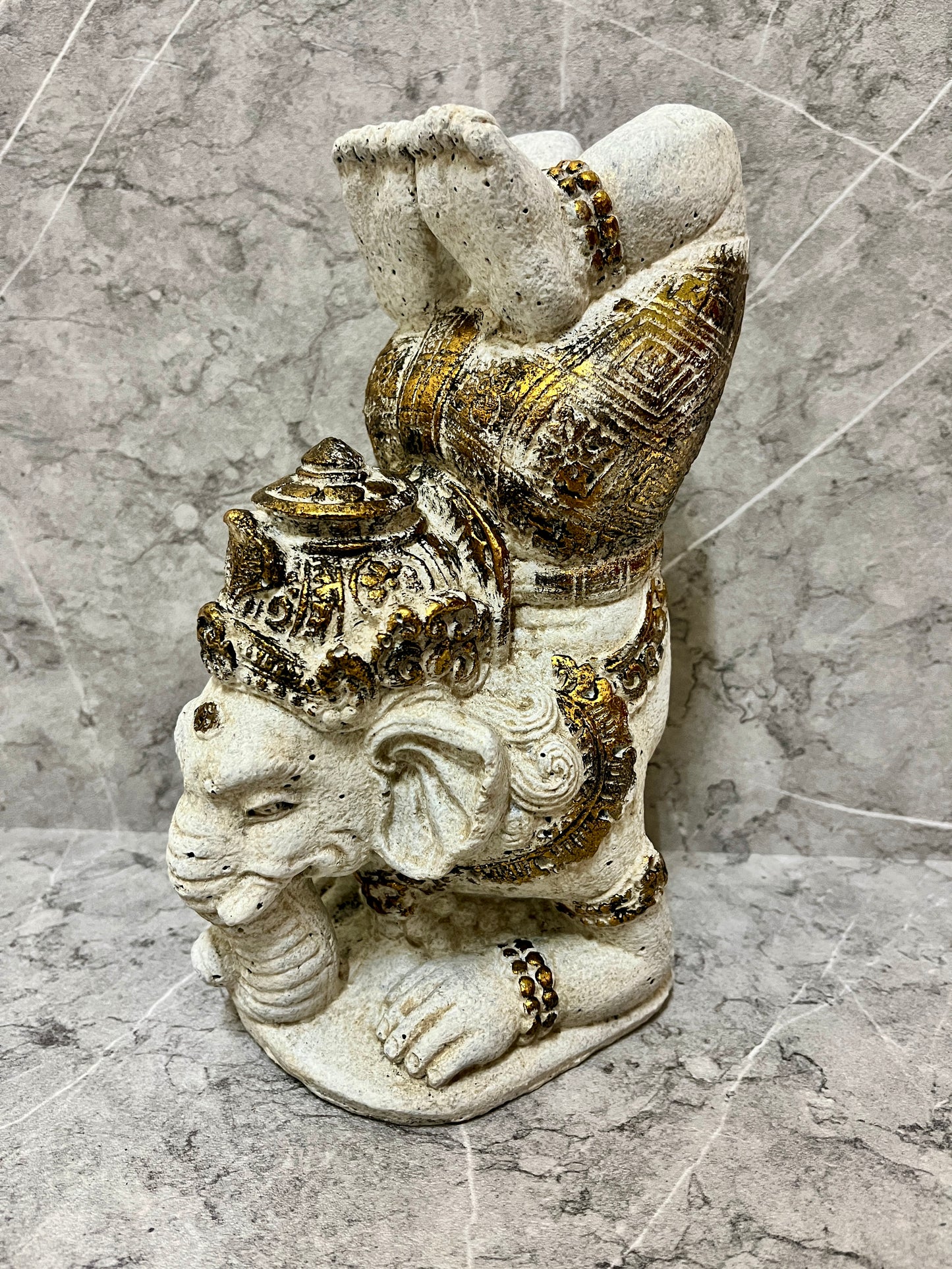 White Ganesha Yoga Statue: Resin Hindu Home Decor (9.4 inches