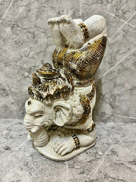 White Ganesha Yoga Statue: Resin Hindu Home Decor (9.4 inches